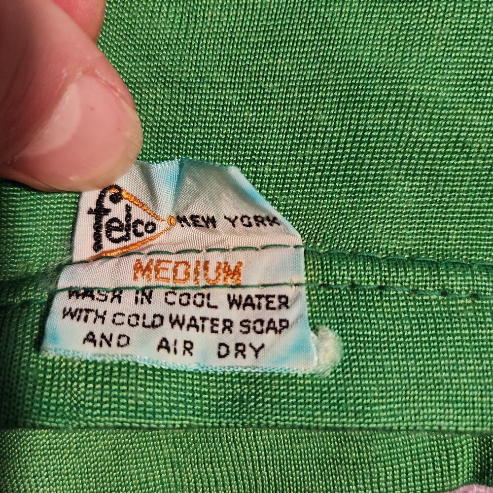 Vintage 60s 50s Felco NY Athletic Wear Jersey SZ M # 4 Green Tank Top Shirt Rare - Picture 3 of 7